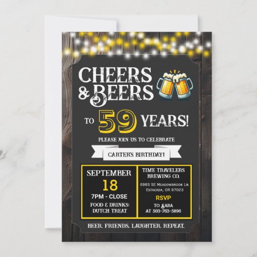 ブルワリーのお誕生日おめでとう 59歳のビールで乾杯 招待状 (正面)