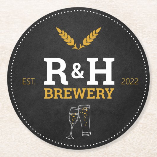 ブルワリーウェディングシャワービールドリンクコースターの好意 ラウンドペーパーコースター (正面)