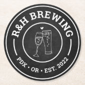 ブルワリーウェディングシャワービールドリンクコースターの好意 ラウンドペーパーコースター (正面)