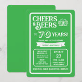 ブルワリーパブの誕生日おめでとう 70歳のビールで乾杯 招待状 (正面/裏面)