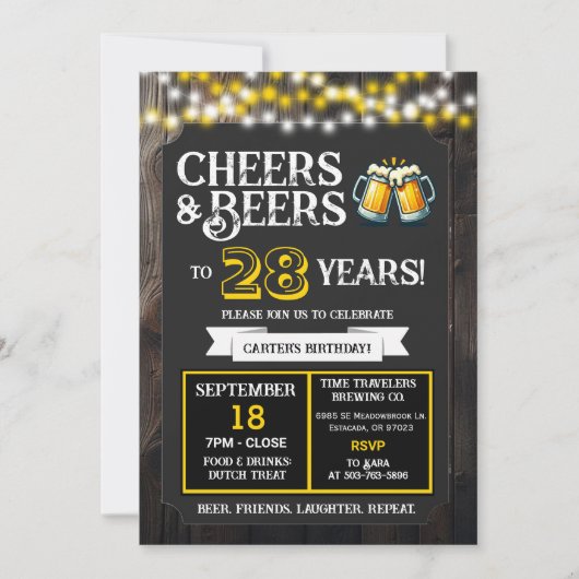 ブルワリー創立28周年おめでとう Cheers and Beers 招待状 (正面)