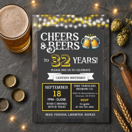 ブルワリー創立32周年おめでとう Cheers and Beers 招待状