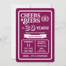 ブルワリー・サプライズで30周年を祝おう Cheers+and+Beers 招待状