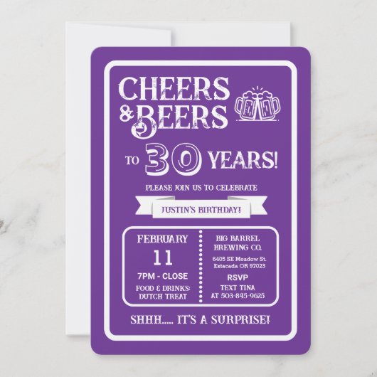 ブルワリー・サプライズ「乾杯とビール」で30周年を祝う 招待状 (正面)