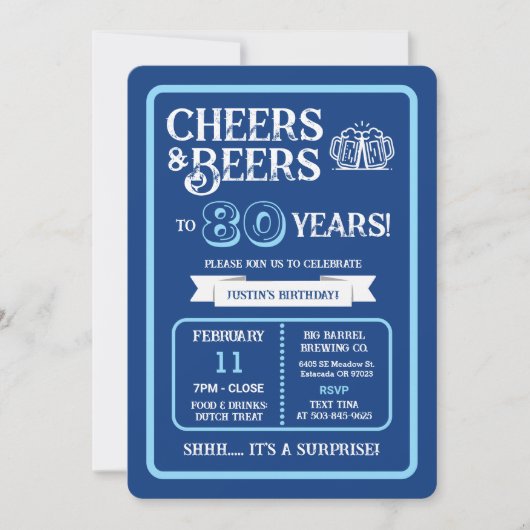 ブルワリー・サプライズ 80周年おめでとう Cheers+Beers 招待状 (正面)