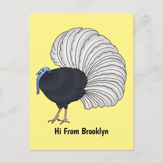 ブルワーのキジの鳥の漫画イラストレーション ポストカード (正面)