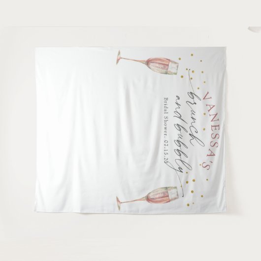 ブルンシンプルクと泡立つブライダルシャワーの背景 タペストリー (正面(横))