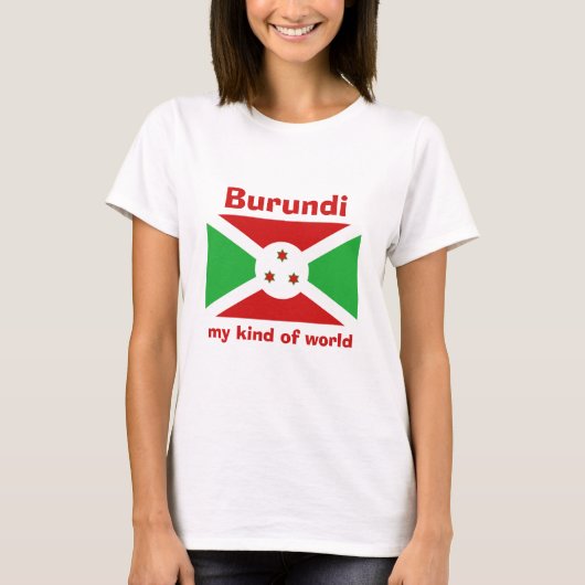 ブルンジの旗と地図とテキストのTシャツ Tシャツ (正面)