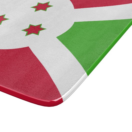 ブルンジの旗を持つ小さなガラス板 カッティングボード (角)