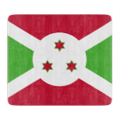 ブルンジの旗を持つ小さなガラス板 カッティングボード (正面)