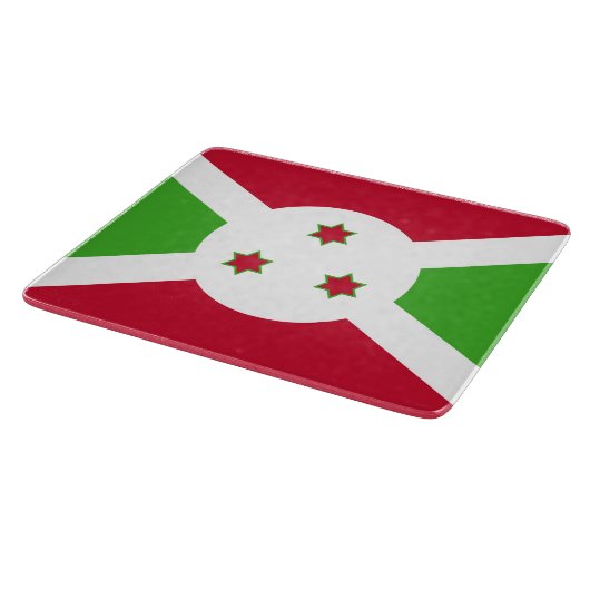 ブルンジの旗を持つ小さなガラス板 カッティングボード (角)