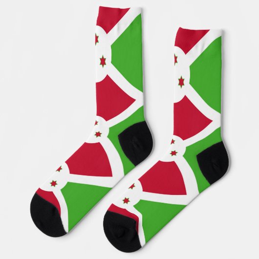 ブルンジの旗を持つ男性クルーの靴下 ソックス (左)