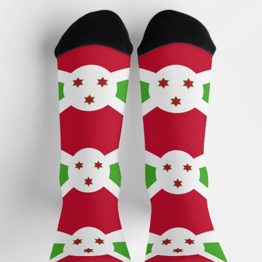 ブルンジの旗を持つ男性クルーの靴下 ソックス (上部)