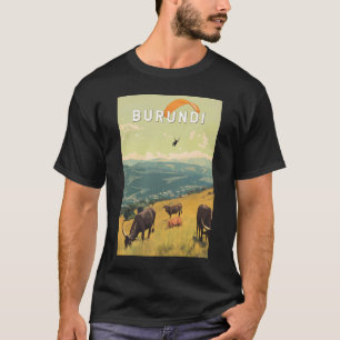 ブルンジイラストレーショントラベルアートヴィンテージ Tシャツ