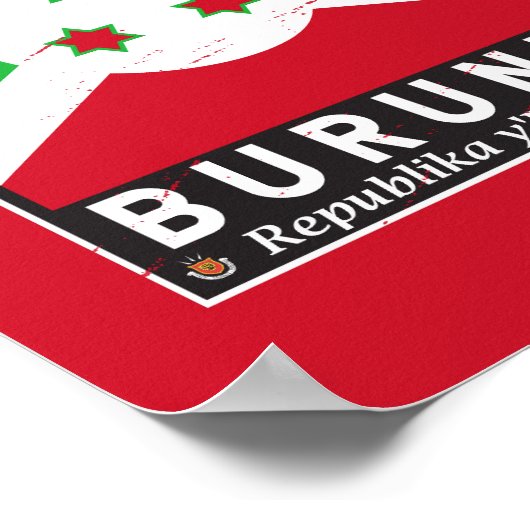 ブルンジ国旗のエンブレム動揺してヴィンテージ ポスター (角)