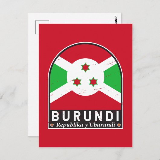 ブルンジ国旗のエンブレム動揺してヴィンテージ ポストカード (正面/裏面)