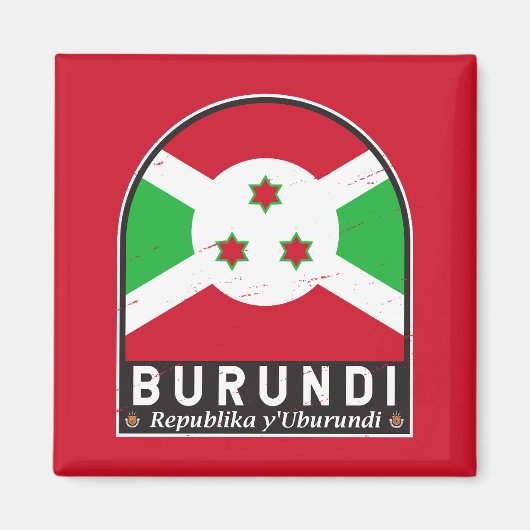 ブルンジ国旗のエンブレム動揺してヴィンテージ マグネット (正面)