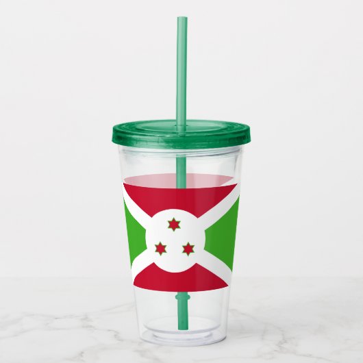 ブルンジ国旗を持つ愛国的なアクリルタンブラー アクリルタンブラー (正面)