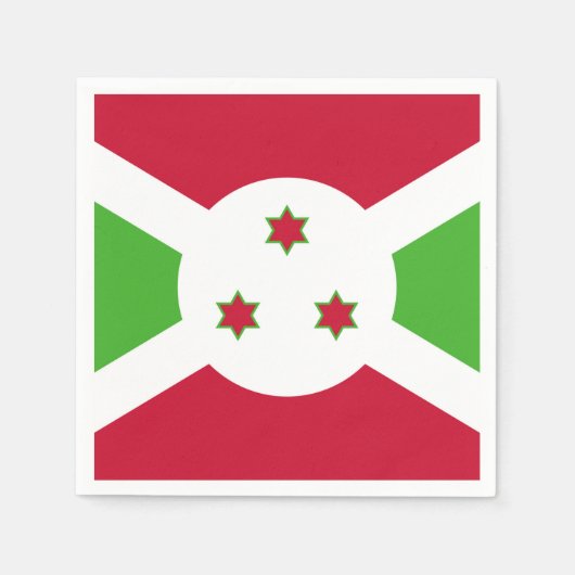 ブルンジ国旗を持つ愛国的な紙のナプキン スタンダードカクテルナプキン (正面)