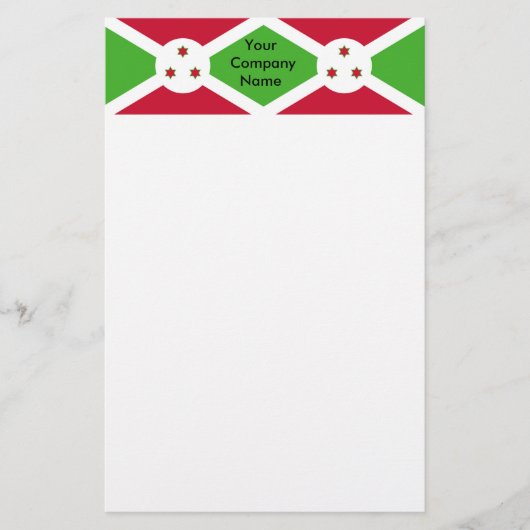 ブルンジ国旗を掲げた文房具 便箋 (正面)