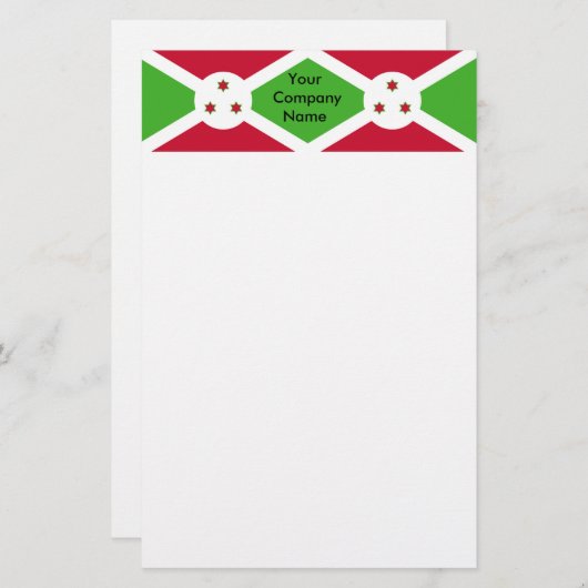 ブルンジ国旗を掲げた文房具 便箋 (正面/裏面)