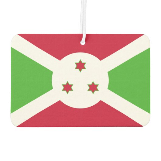 ブルンジ国旗を掲げた車の新入生 カーエアーフレッシュナー (裏面)