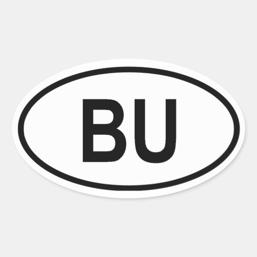 ブルンジ「BU」 楕円形シール (正面)