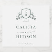 ブルンスウィックモノグラム結婚クレスト スパークリングワインラベル (シングルラベル)