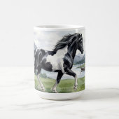 ブルンスキョットゥール 黒白のアイスランド馬 コーヒーマグカップ (中央)