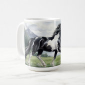 ブルンスキョットゥール 黒白のアイスランド馬 コーヒーマグカップ (正面左)