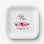 ブルンスタイリッシュチとバブリーフローラブライダルシャワー ペーパープレート (正面)