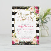 ブルンチアンドバブリーシックストライプフローラブライダルシャワー 招待状 (スタンド正面)
