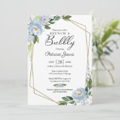 ブルンチアンドバブリーブライダルシャワーダスティブルーフローラ 招待状 (スタンド正面)