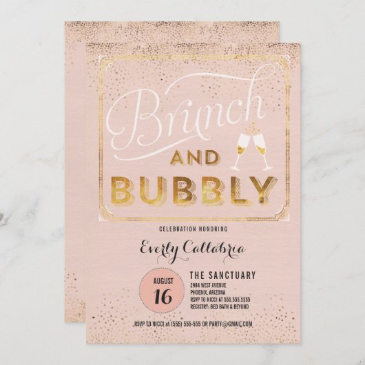 ブルンチアンドバブルバラ金ゴールドシャワー招待状 招待状 (正面/裏面)