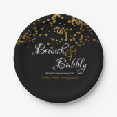 ブルンチエレガントバブリーブライダルシャワー金ゴールド紙吹雪 ペーパープレート (正面)