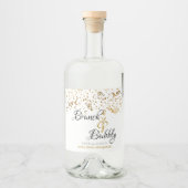 ブルンチエレガントバブリーブライダルシャワー金ゴールド紙吹雪 リキュールボトルラベル (正面)