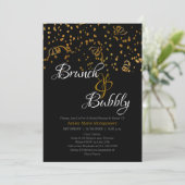 ブルンチエレガントバブリーブライダルシャワー金ゴールド紙吹雪 招待状 (スタンド正面)
