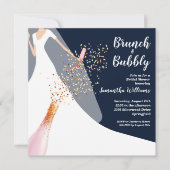 ブルンチバブドレスネイビーブライダルシャワー招待状 (正面)