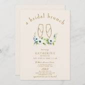 ブルンチバブリーアネモン金ゴールドフローラブライダルシャワー 招待状 (正面/裏面)