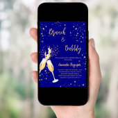 ブルンチバブリーブライダルシャワーネイビーブルー応援 招待状