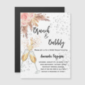 ブルンチバブリーブライダルシャワー赤面パンパスラグジュアリー マグネット招待状 (正面/裏面)