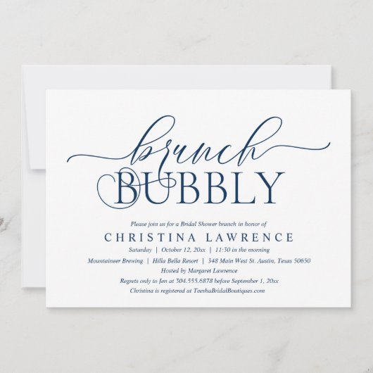 ブルンチバブリー、ブライドへブライダルシャワー 招待状 (正面)