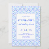 ブルンチモダンブルーポルトガルのタイル30歳の誕生日 招待状 (正面)