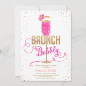 ブルンチ&バブリーブライダルシャワーホットピンクシャンパン 招待状 (正面)