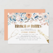 ブルンチ&バブリー|金ゴールドと水彩のブライダルシャワー インビテーションポストカード (正面/裏面)