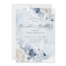 ブルンチ バブル ブライダル シャワー ウォーターカラー ブルー フラワー