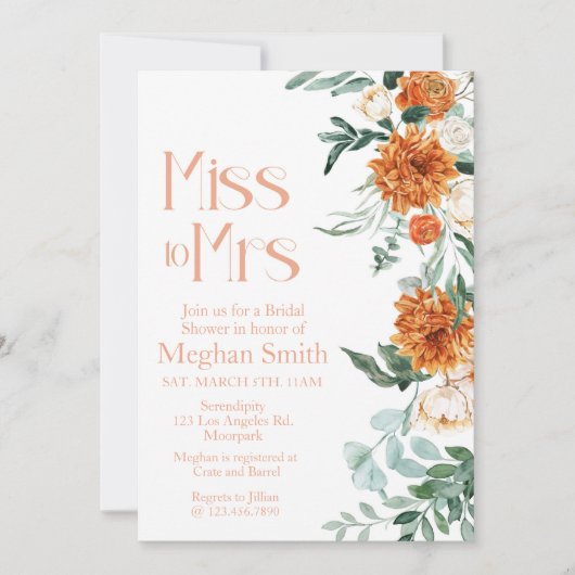 ブルン恋しく思チブライダルブライダルシャワー夫人に 招待状 (正面)