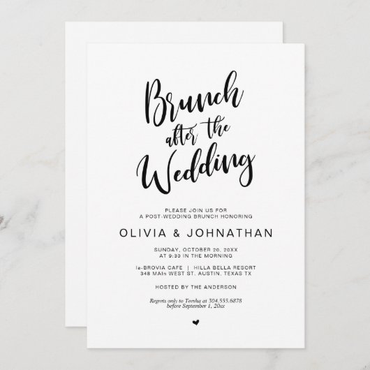 ブルン結婚チの後ろの黒い脚結婚本を書く 招待状 (正面/裏面)