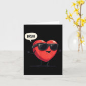 ブルヴァレンティーンズデイハートユーモアミームメンズウィメンズグラ カード (黄色い花)