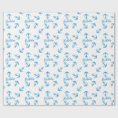 ブルーいかりと名前をカスタムする ラッピングペーパー (フラット)